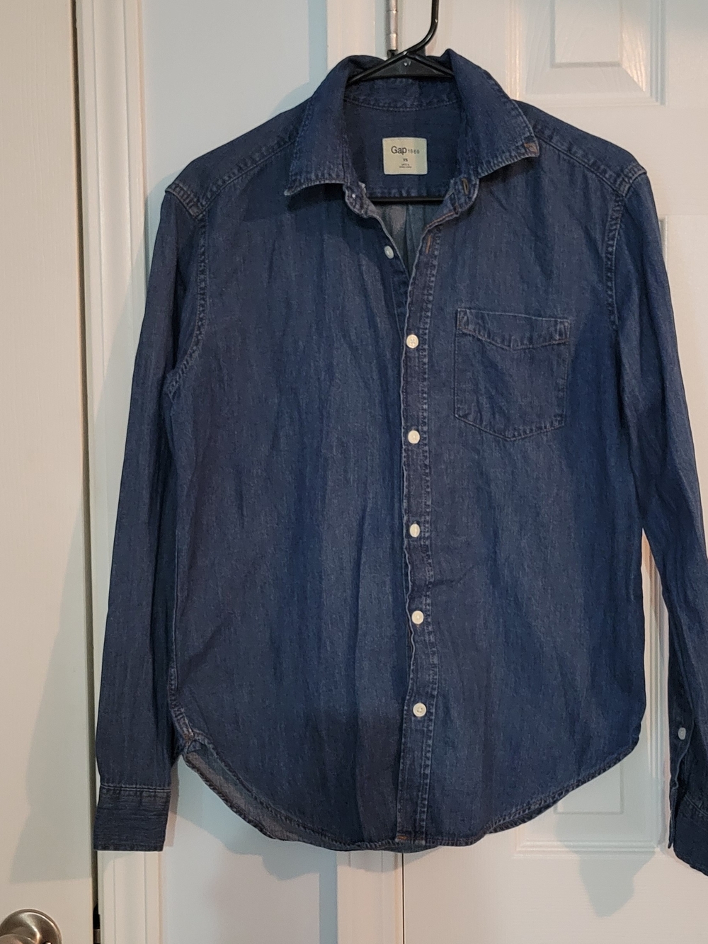 GAP Men's Dark Blue Denim Button-Up Shirt